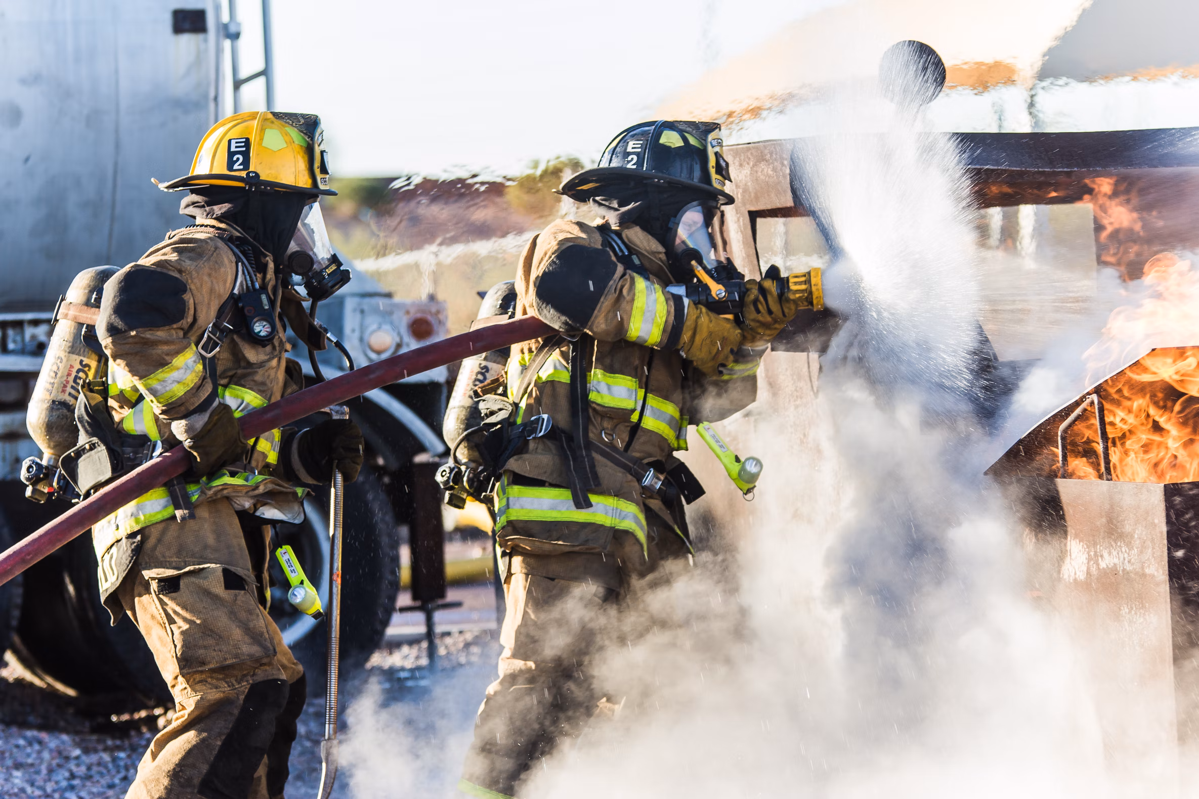 Firefighters fighting fire
